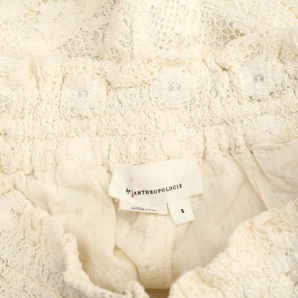 By Anthropologie Lace Tie-Waist Shorts Floral Pull-on Cotton High Rise S 289519 - Picture 9 of 9